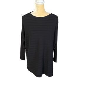 Babette Black Boat Neck Ribbed Sweater Top Size Large
